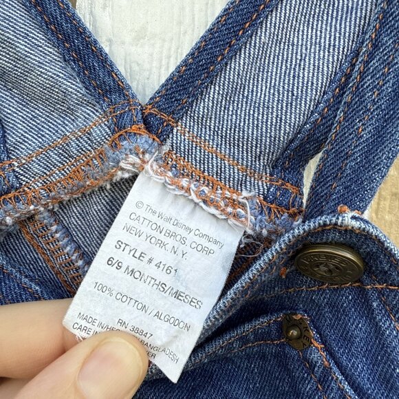 VTG Disney Babies Mickey Mouse Donald Duck Football Overalls Size 6/9 Months - Picture 8 of 8